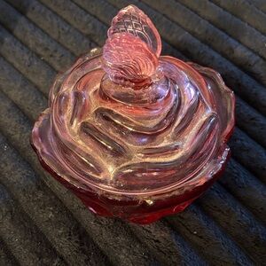 Fenton rose candy dish